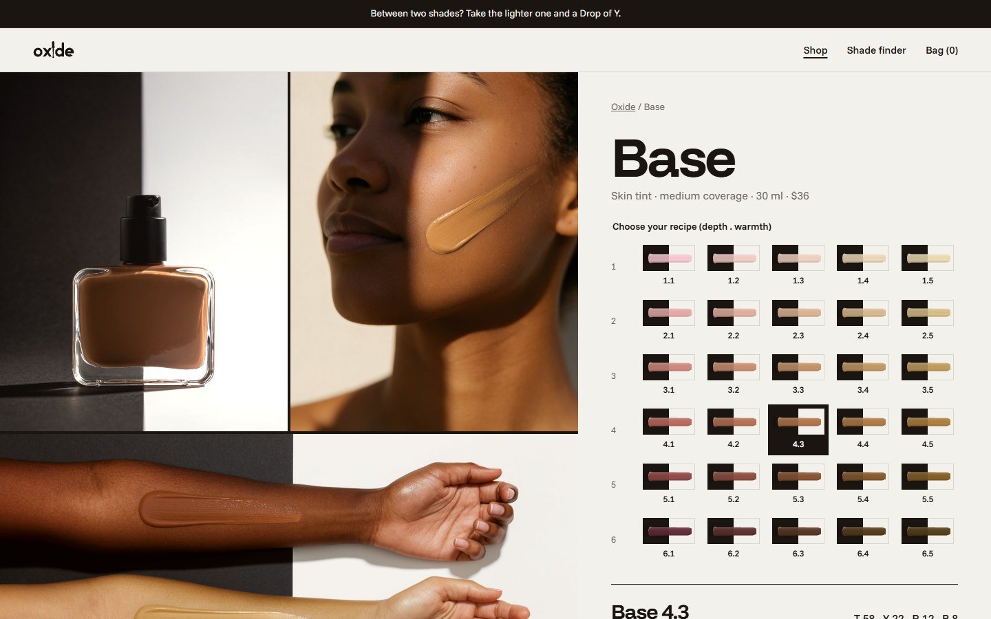 The Base product page with the 30-recipe picker