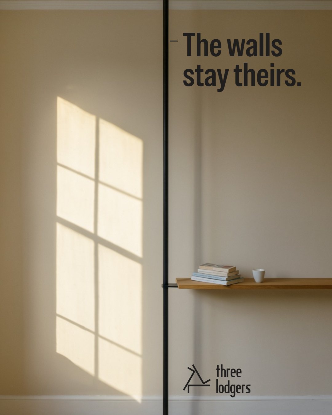 Social post: the sunlit wall and the Pole; The walls stay theirs.
