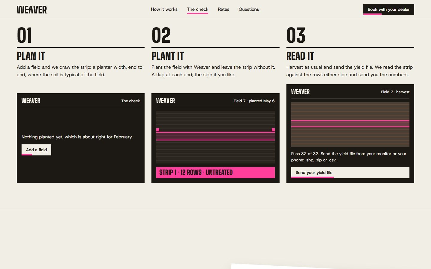 The check page: plan it, plant it, read it