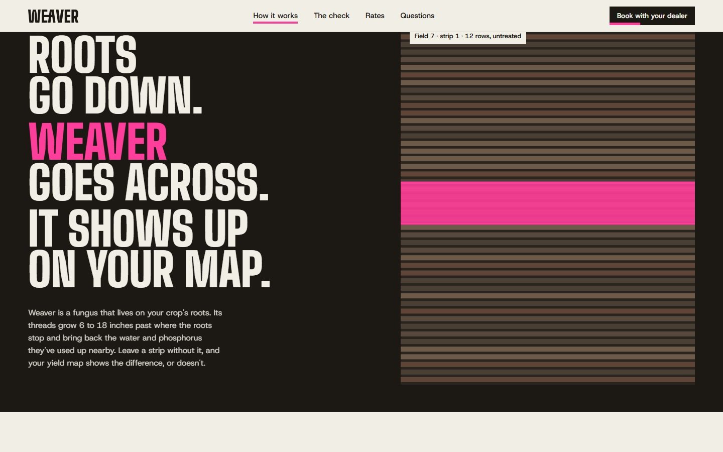 The signature, third state: the yield map with the strip drawn across in pink